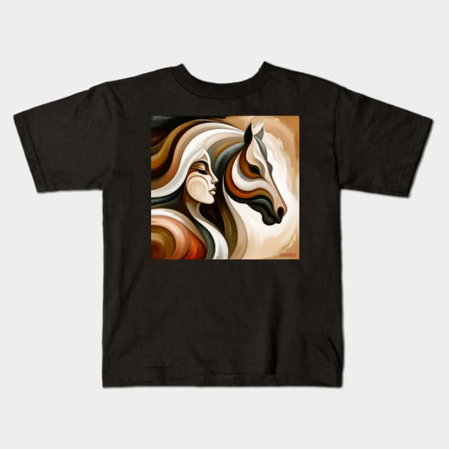 Queen and her horse by Charlotte VanRoss( cvanross) Kids T-Shirt by Charlotte VanRoss 